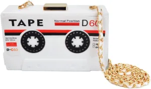 Tape Shaped Shoulder Bag Radio Recorder PU Crossbody Bag Women's Retro Evening Bag Handbag Clutch Purse