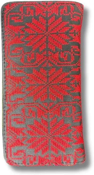 Tatreez Zipper Wallet – Traditional Palestinian Embroidered Wallet for Women – One-Zipper Closure Purse with Cultural Tatreez Pattern – Compact Card and Cash Holder