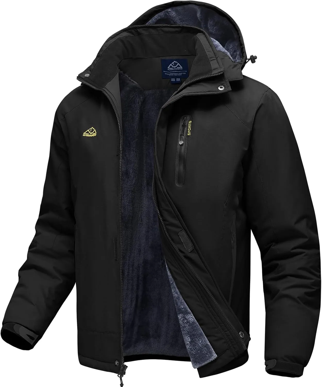 TBMPOY Men's Winter Coat Waterproof Warm Ski Snow Jackets Insulated Fleece Lined Snowboard Hooded Raincoat
