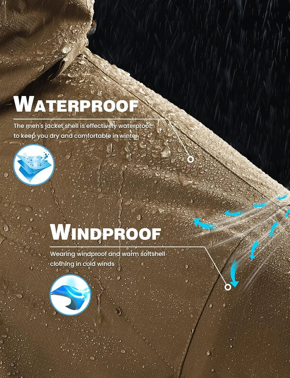 TBMPOY Men's Winter Coat Waterproof Warm Ski Snow Jackets Insulated Fleece Lined Snowboard Hooded Raincoat