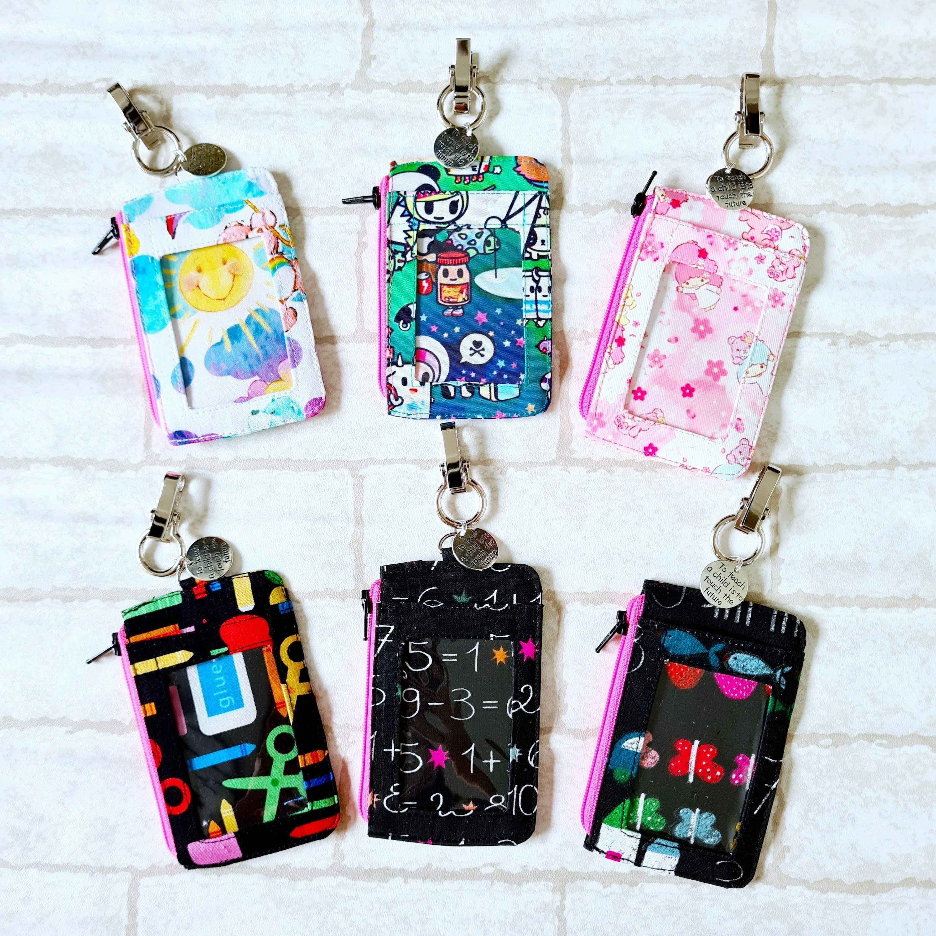 Teacher's Day Gift | Clear Card Holder Pouch with charm | Handy Card Pouch Design 9 Princess