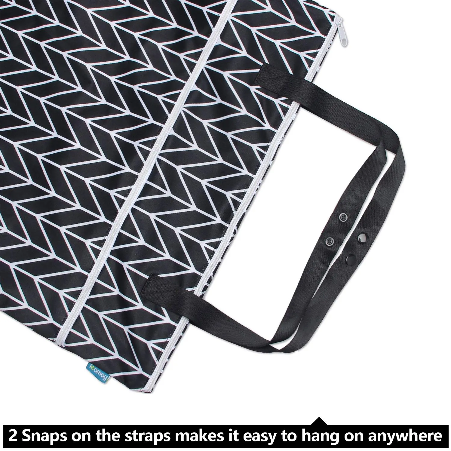 Teamoy Travel Hanging Wet Dry Bag Organizer (24.7 x 18 inches) with Two Compartments for Cloth Diaper, Laundry, Swimsuits and More, Easy to Hang Everywhere(L, Black Arrow)