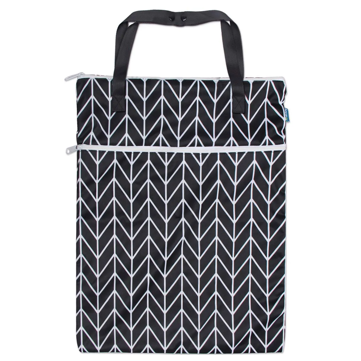 Teamoy Travel Hanging Wet Dry Bag Organizer (24.7 x 18 inches) with Two Compartments for Cloth Diaper, Laundry, Swimsuits and More, Easy to Hang Everywhere(L, Black Arrow)