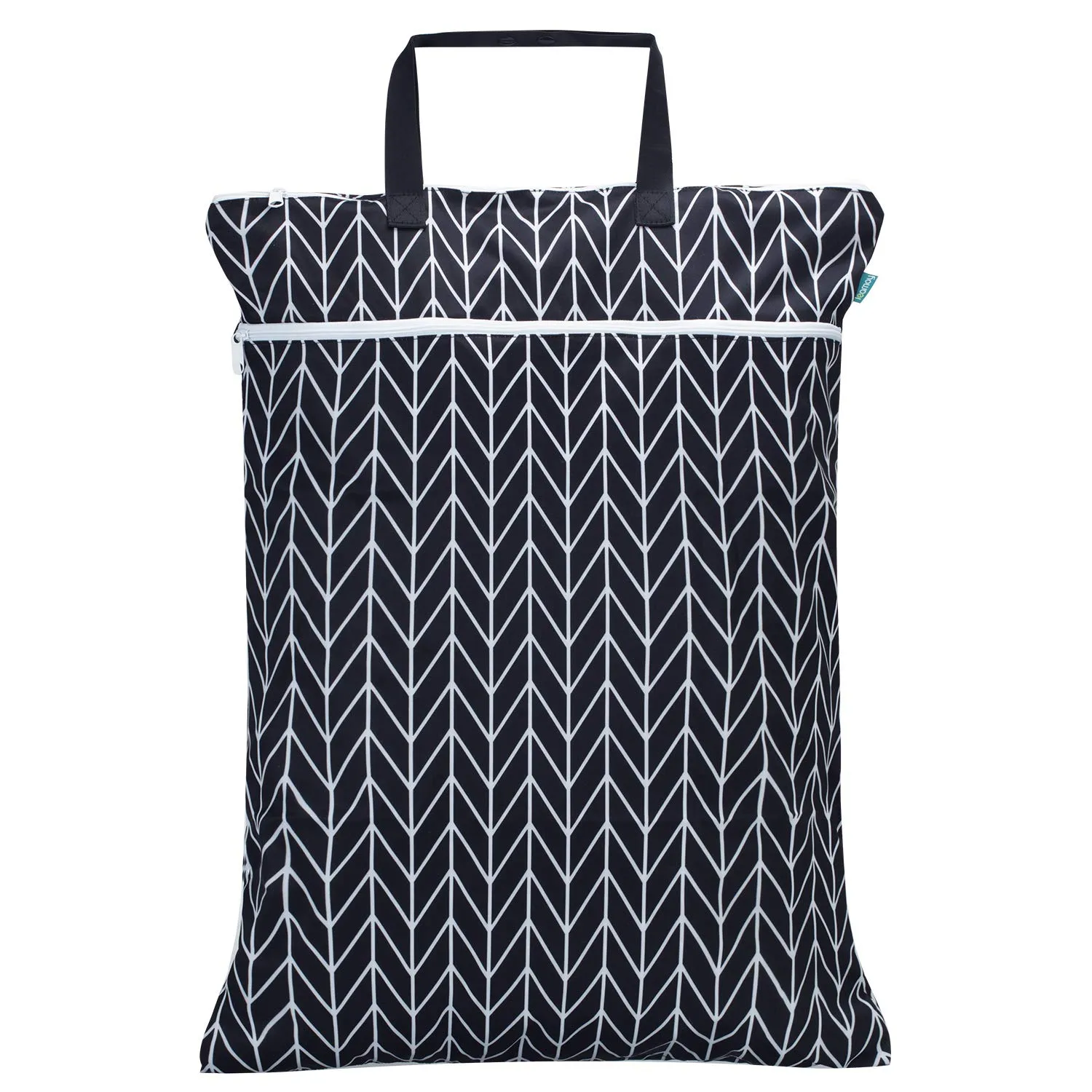 Teamoy Travel Hanging Wet Dry Bag Organizer (24.7 x 18 inches) with Two Compartments for Cloth Diaper, Laundry, Swimsuits and More, Easy to Hang Everywhere(L, Black Arrow)