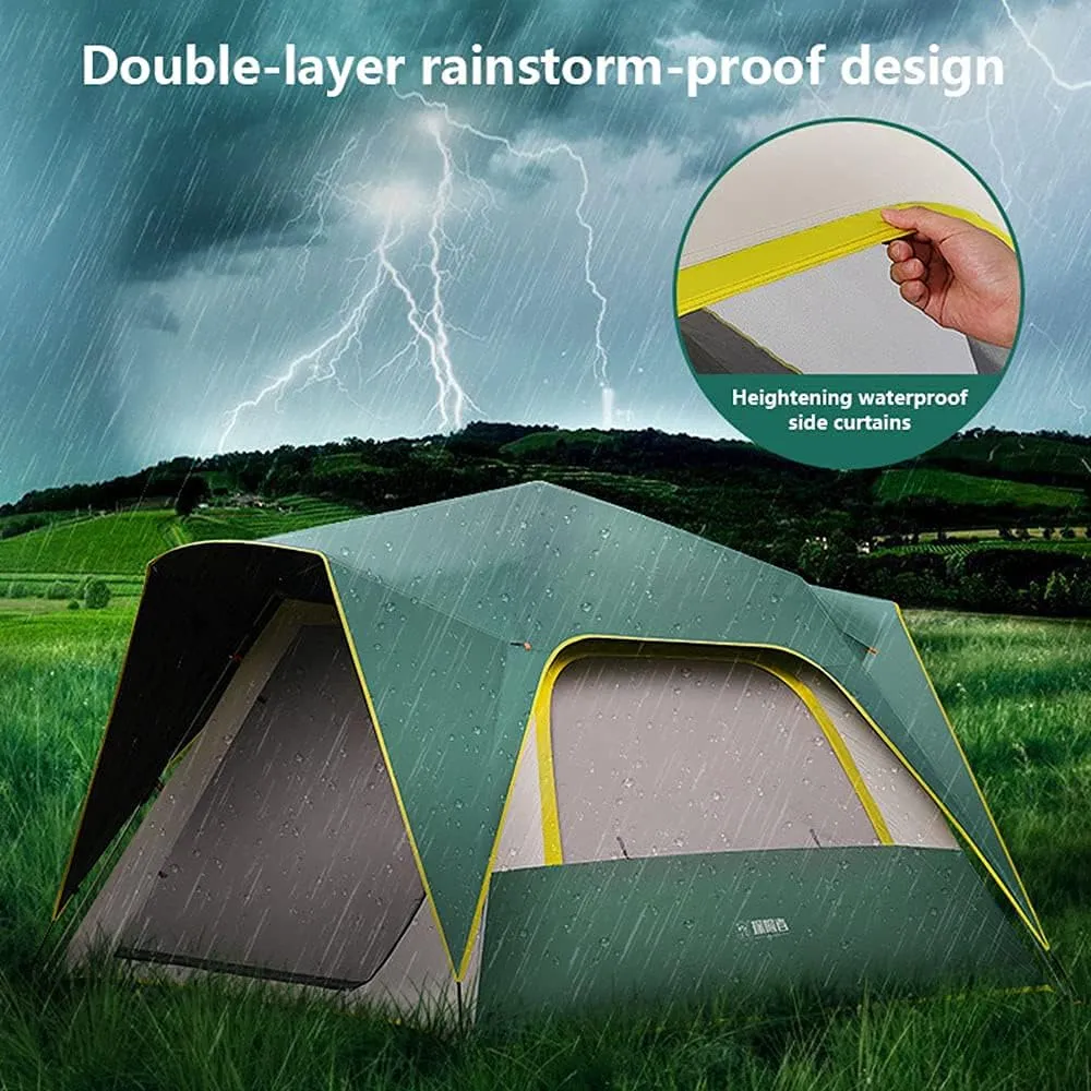 Tents Instant Pop Up Family Camping for 3-4,5-8 Persons, Dome Waterproof Sun Shelter, Backpacking with Removable Rainfly,PU Fabric