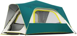 Tents Instant Pop Up Family Camping for 3-4,5-8 Persons, Dome Waterproof Sun Shelter, Backpacking with Removable Rainfly,PU Fabric