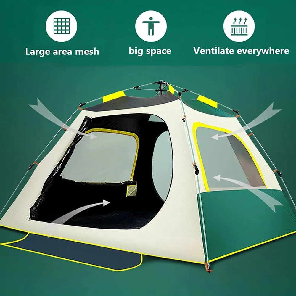 Tents Instant Pop Up Family Camping for 3-4,5-8 Persons, Dome Waterproof Sun Shelter, Backpacking with Removable Rainfly,PU Fabric