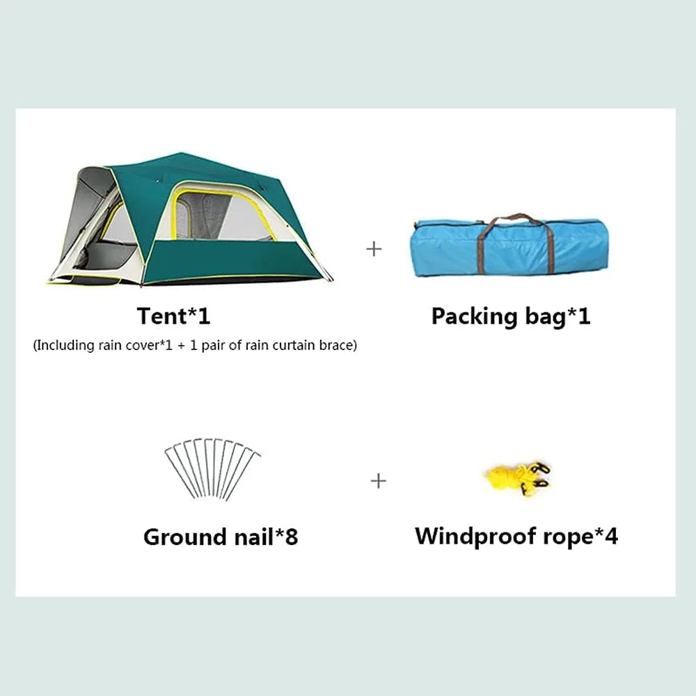 Tents Instant Pop Up Family Camping for 3-4,5-8 Persons, Dome Waterproof Sun Shelter, Backpacking with Removable Rainfly,PU Fabric