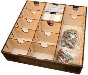 The Broken Token Card Organizer - Wood Storage Box for Unsleeved Cards with Multiple Adjustable Dividers and Rows