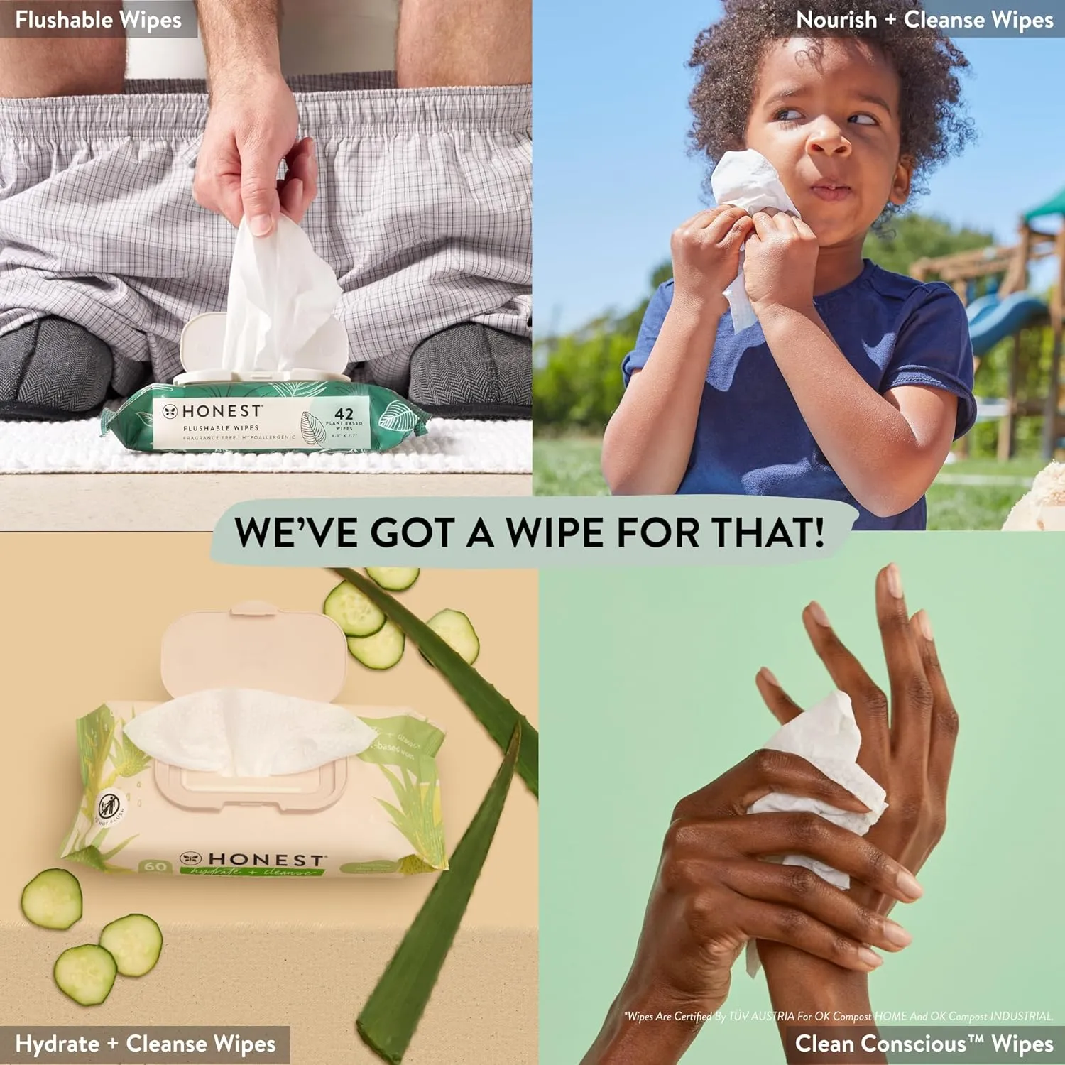 The Honest Company Clean Conscious Multi-Use Wipes | Hypoallergenic   Unscented for Sensitive Skin | Over 99% Water, Compostable, Plant Based, Baby Wipes | Pattern Play, 288 Count