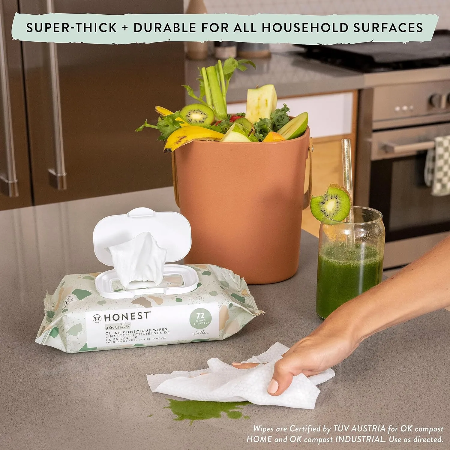 The Honest Company Clean Conscious Multi-Use Wipes | Hypoallergenic   Unscented for Sensitive Skin | Over 99% Water, Compostable, Plant Based, Baby Wipes | Pattern Play, 288 Count