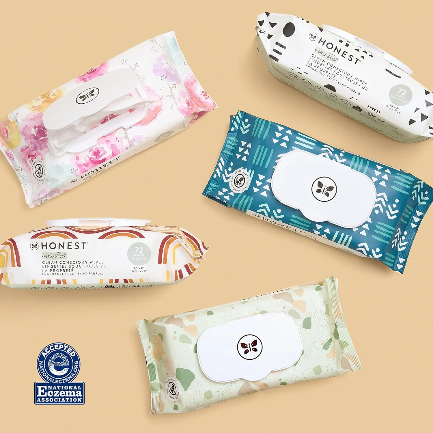 The Honest Company Clean Conscious Multi-Use Wipes | Hypoallergenic   Unscented for Sensitive Skin | Over 99% Water, Compostable, Plant Based, Baby Wipes | Pattern Play, 288 Count