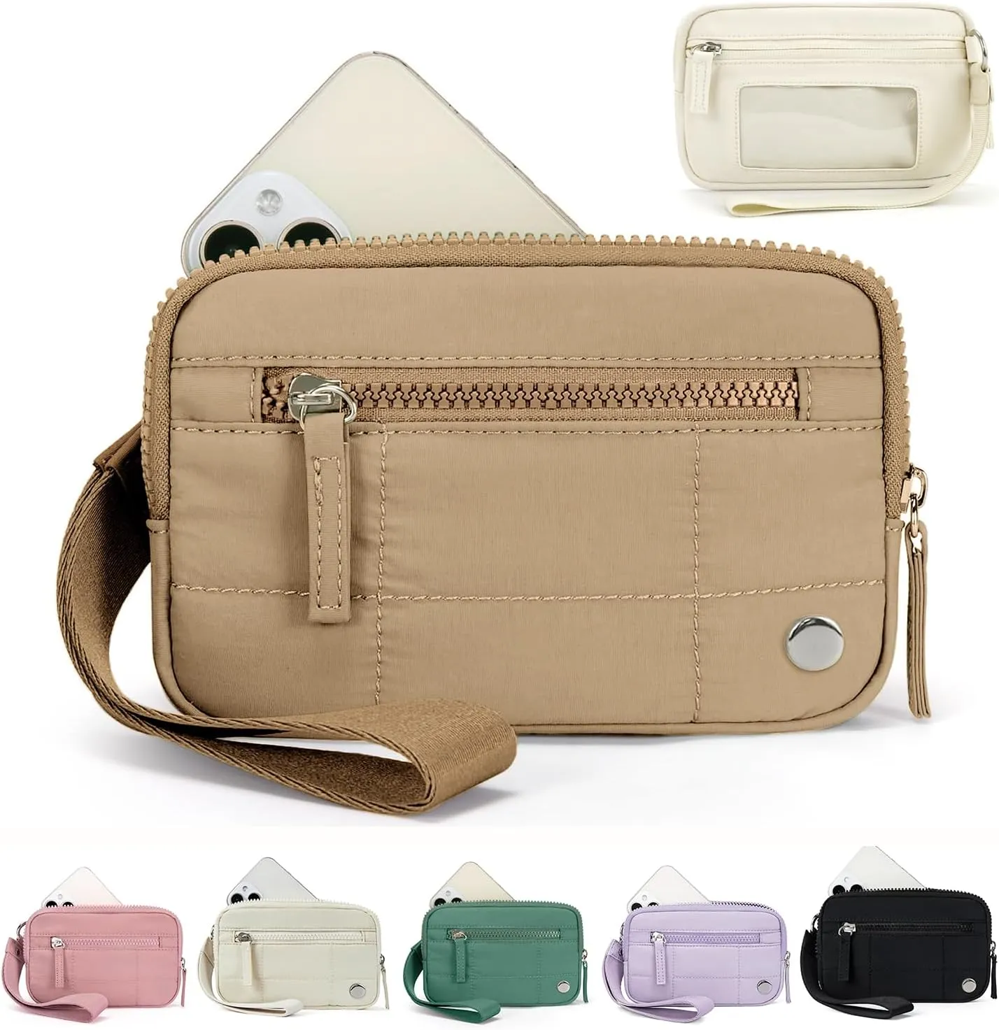 The Iris' Wallet 2nd Gen, Women's Waterproof Nylon Quilted 3 Zipper Purse Wallet With ID Window