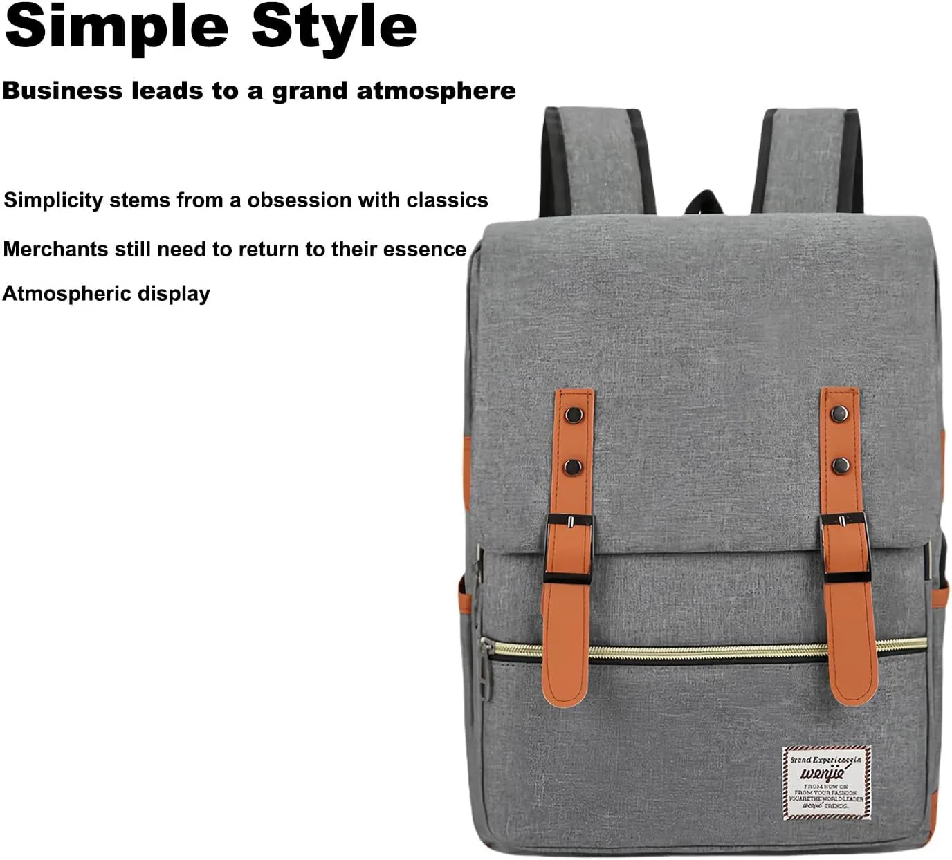 Three piece backpack with large capacity simple business computer bag USB charging, travel backpack,blue