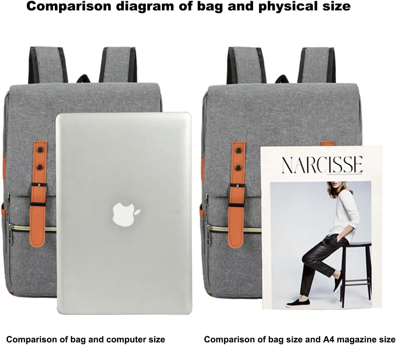 Three piece backpack with large capacity simple business computer bag USB charging, travel backpack,blue