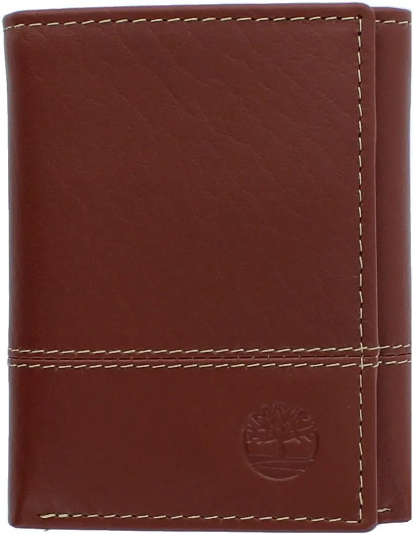 Timberland Men's Genuine Leather Rfid Blocking Trifold Wallet, Cognac, One Size