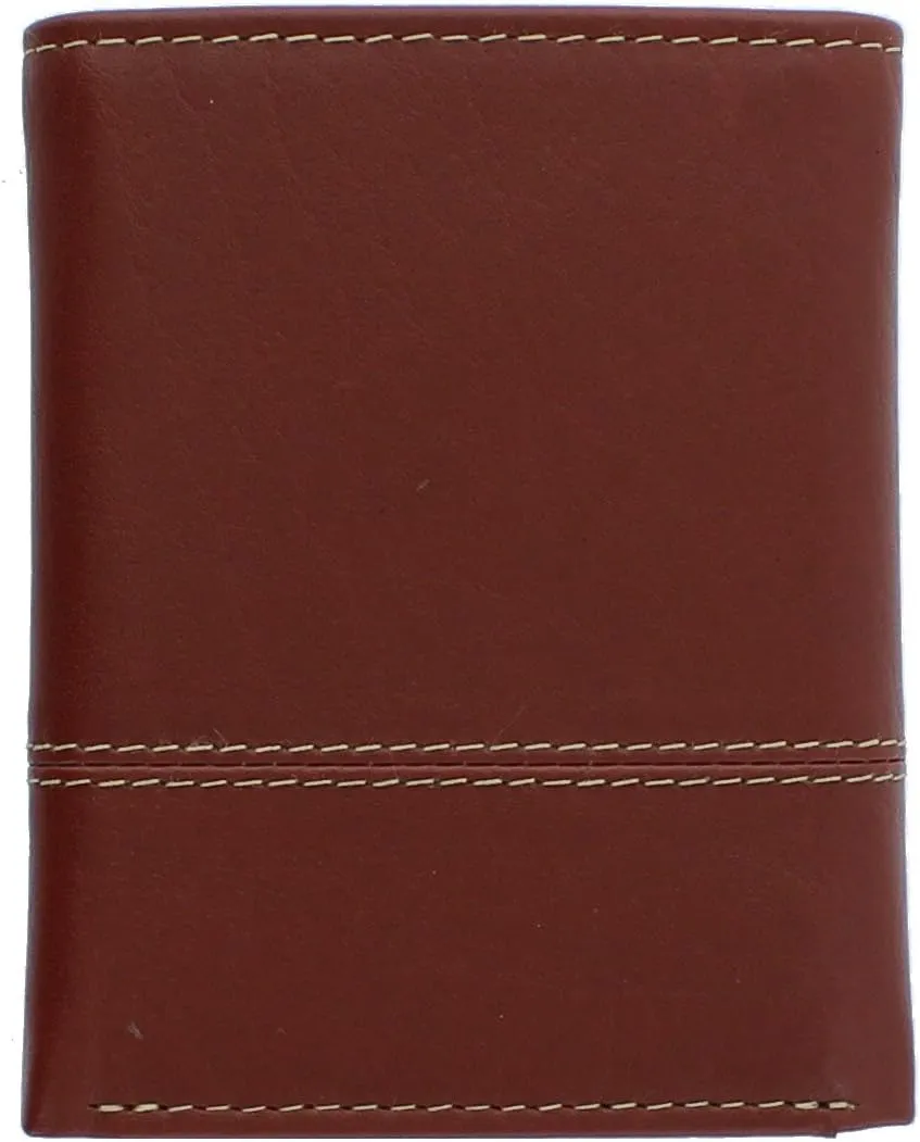 Timberland Men's Genuine Leather Rfid Blocking Trifold Wallet, Cognac, One Size