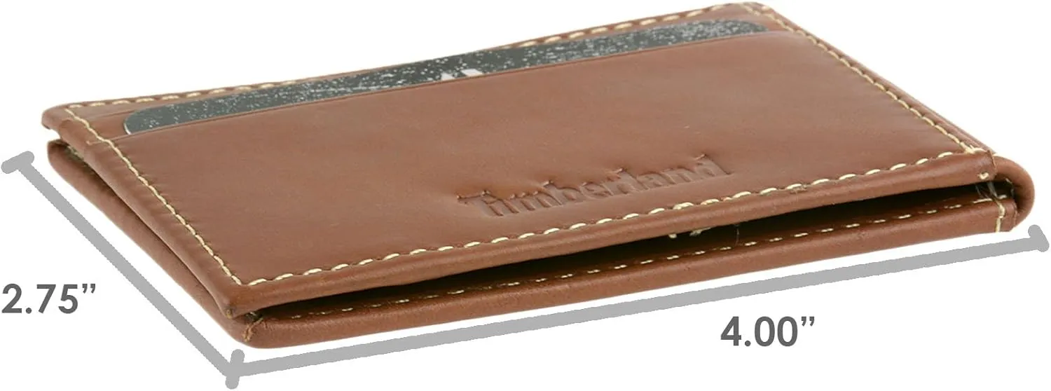 Timberland Men's Slim Leather Front Pocket Credit Card Holder Wallet