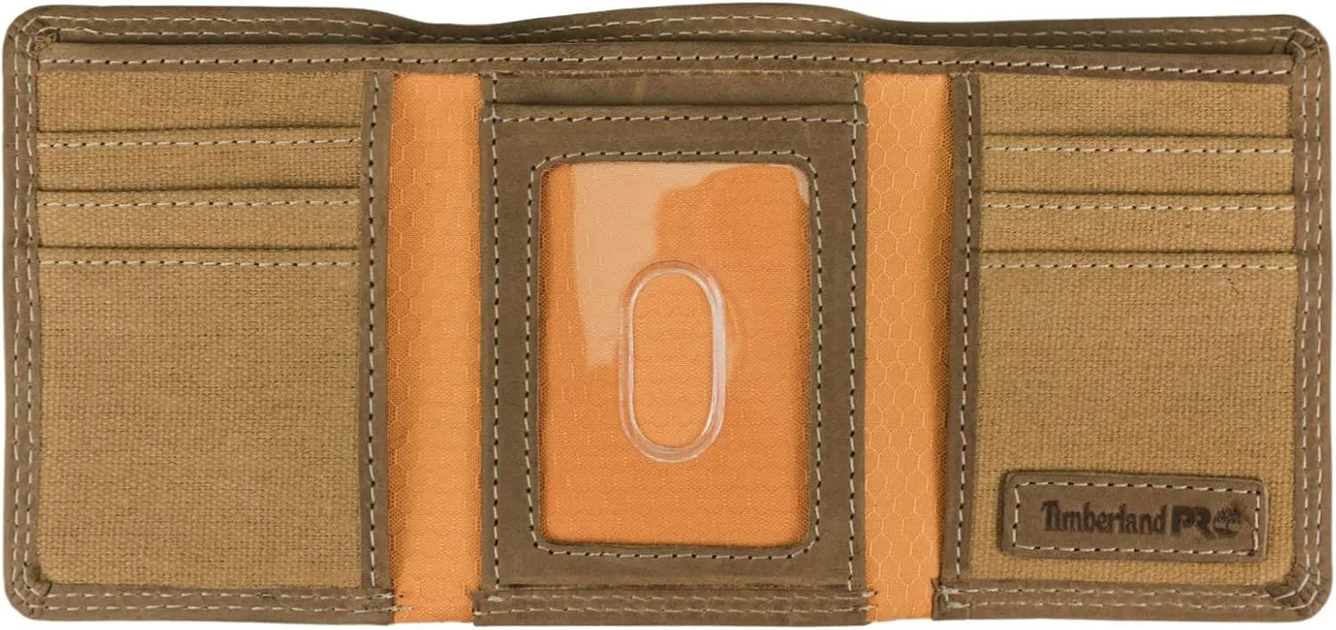 Timberland PRO Men's Leather RFID Trifold Wallet with Id Window