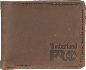 Timberland PRO Men's Slim Leather RFID Bifold Wallet with Back ID Window