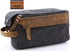 Toiletry Bag For Men And Women Personalized Shaving Kit Bag Crazy Horse Leather Dopp Kit For Men Travel Shaving Bag Mens Toiletry Bag Canvas Dopp Kit For Travel (Black)