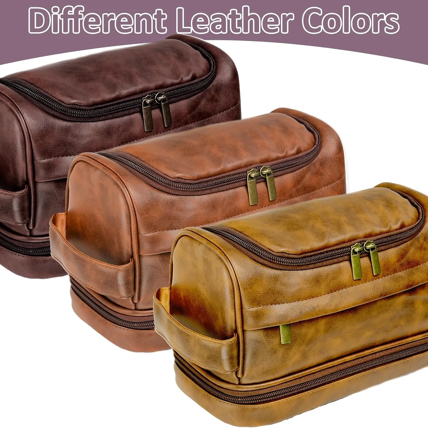 Toiletry Bag for Men, Dad, Boyfriend, Leather bathroom accessories, Travel Essentials Gifts For Birthday, Christmas, Anniversary, Father's Day & Business, Shaving Kit for Men Bag