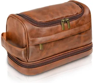 Toiletry Bag for Men, Dad, Boyfriend, Leather bathroom accessories, Travel Essentials Gifts For Birthday, Christmas, Anniversary, Father's Day & Business, Shaving Kit for Men Bag