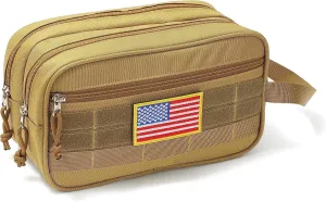 Toiletry Bag for Men Travel Bag, Three Layer Dry Wet Separate Travel Toiletry Bag Water-Resistant Shaving Bag Molle Dopp Kit for Men Women (Brown)