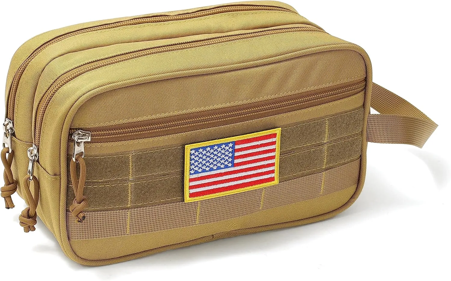 Toiletry Bag for Men Travel Bag, Three Layer Dry Wet Separate Travel Toiletry Bag Water-Resistant Shaving Bag Molle Dopp Kit for Men Women (Brown)