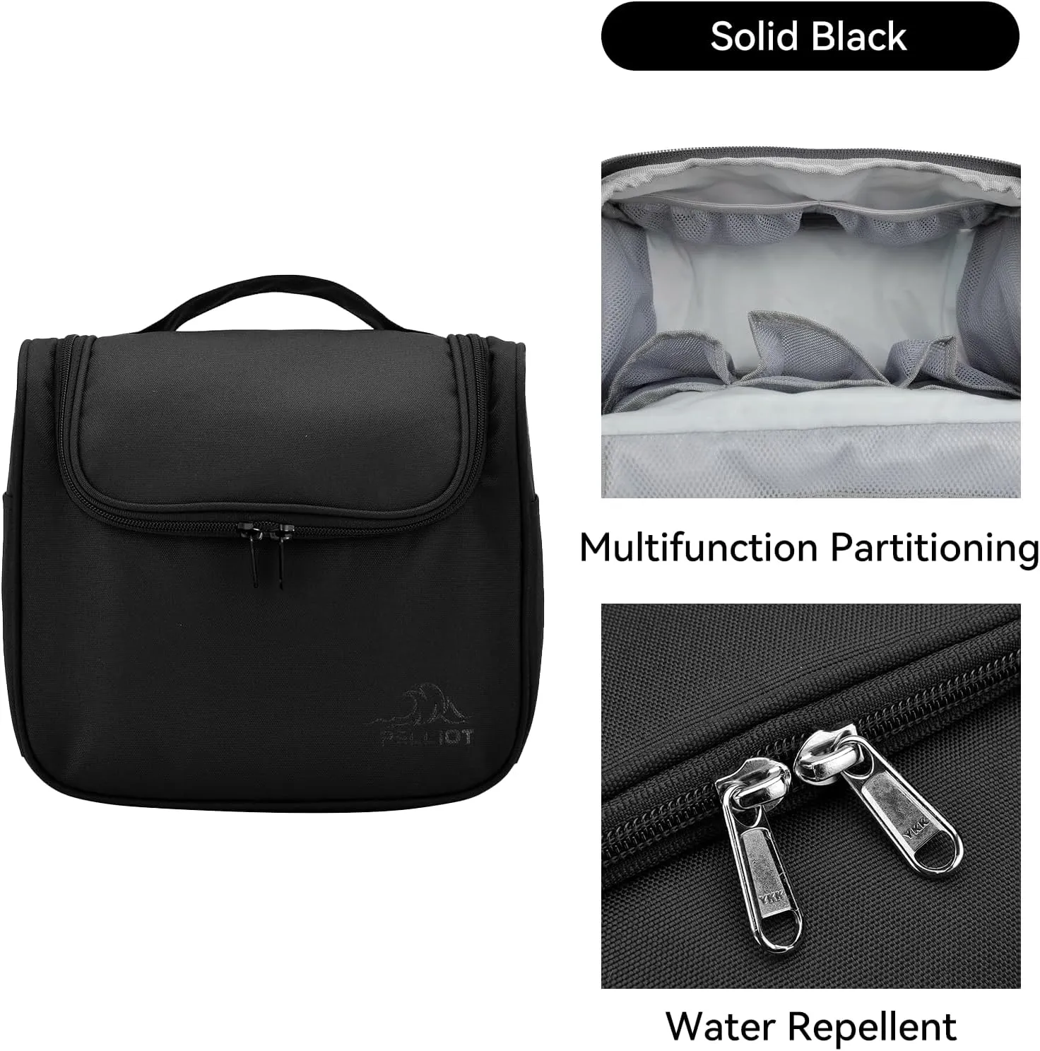 Toiletry Bag for Men Women Portable Hanging Travel Bag Water Repellent Toiletries Organizer Black