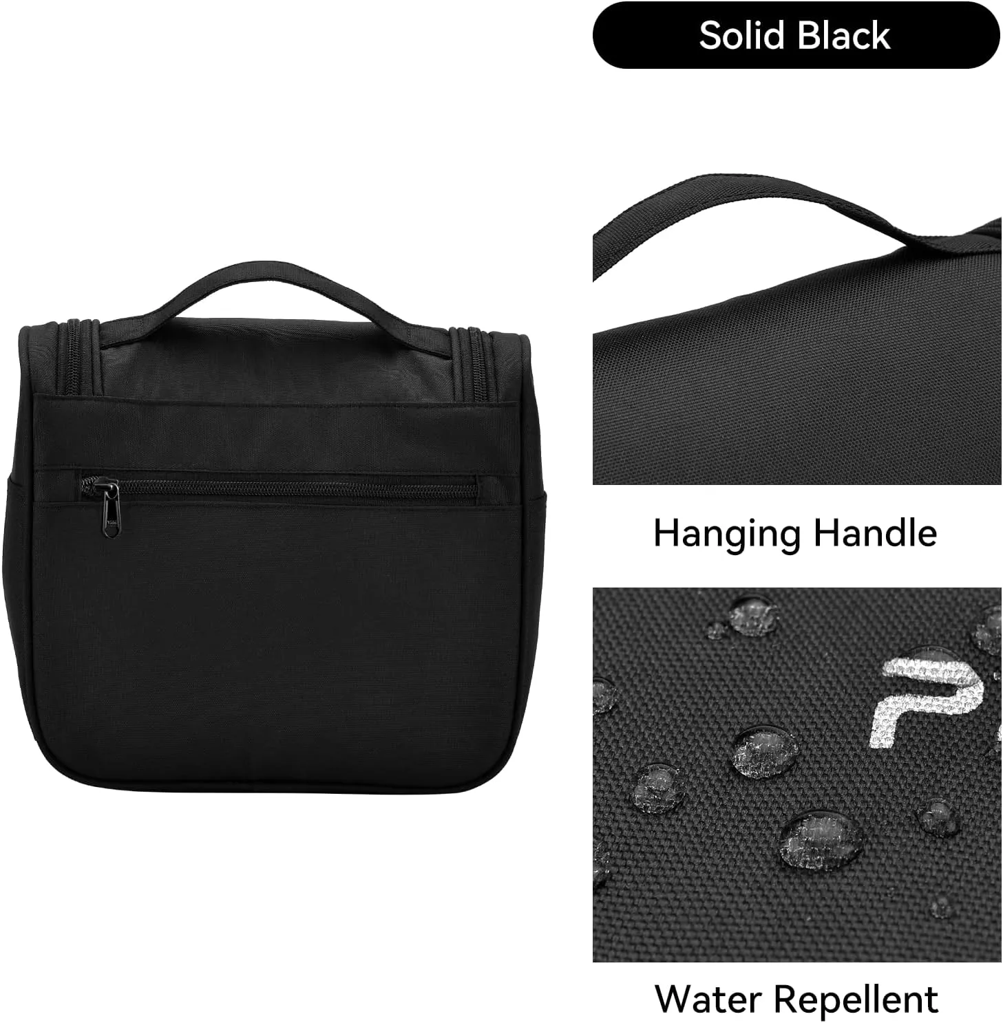 Toiletry Bag for Men Women Portable Hanging Travel Bag Water Repellent Toiletries Organizer Black