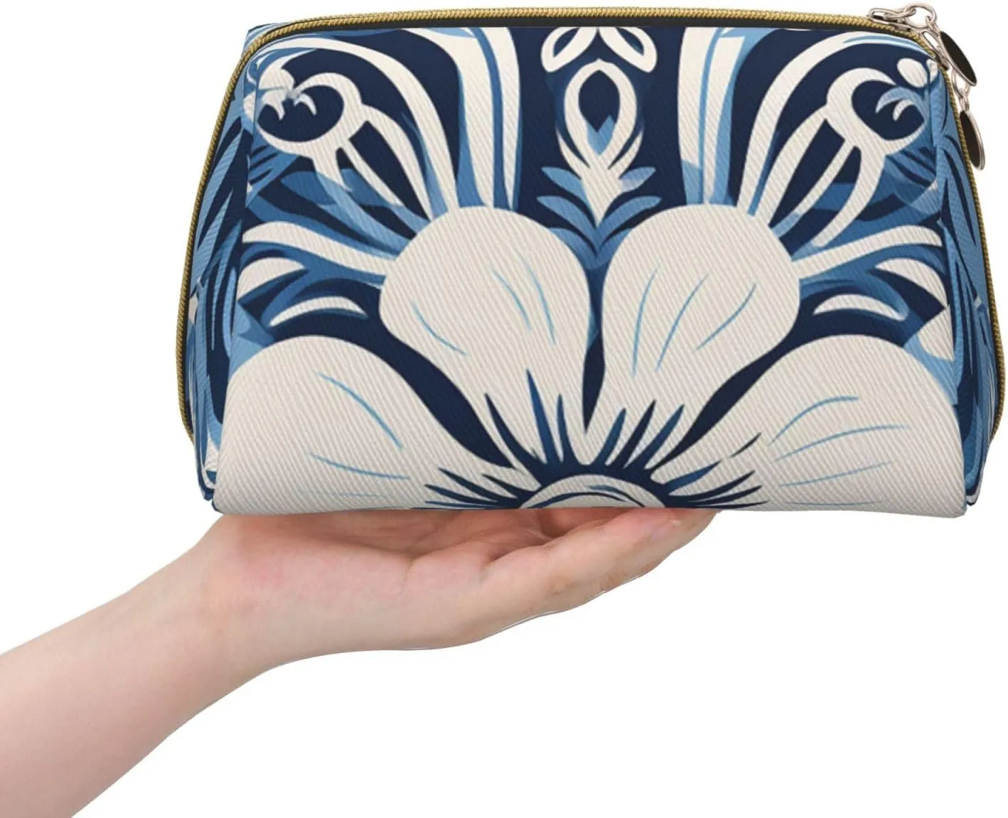 Toiletry Bag for Women Men Dopp Kit Travel Makeup Bag Light Indigo Traditional Pattern Make Up Organizers Cosmetic Bag