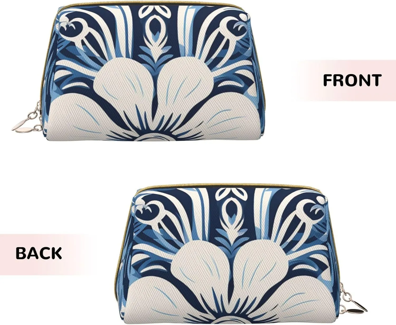 Toiletry Bag for Women Men Dopp Kit Travel Makeup Bag Light Indigo Traditional Pattern Make Up Organizers Cosmetic Bag