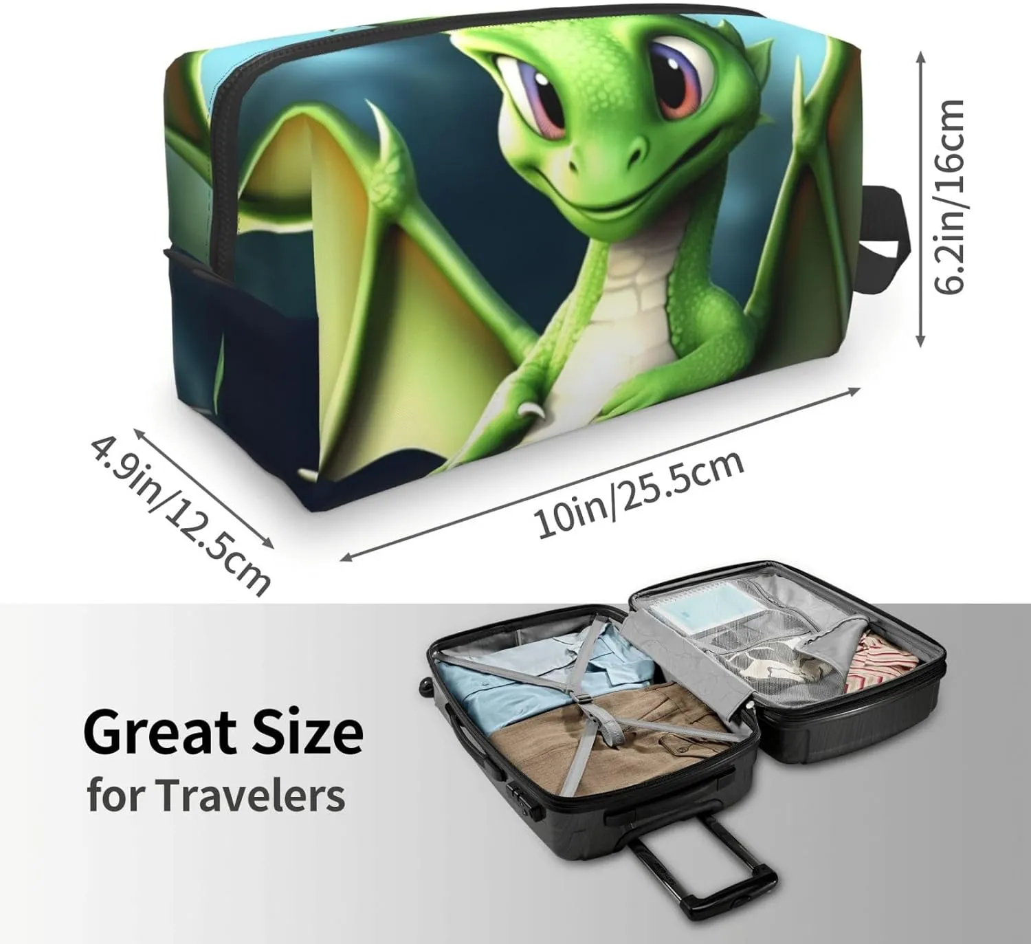 Toiletry Bag for Women Men Dopp Kit Travel Makeup Bag Make Up Organizers Cosmetic Bag Dragon Cute Hanging Toiletry Bag Shaving Bag with Large Capacity for Travel