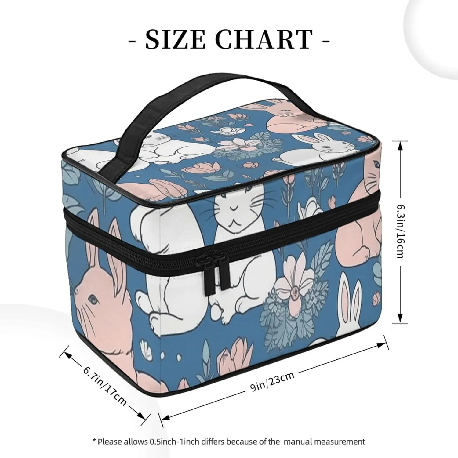 Toiletry Bag for Women Men Dopp Kit Travel Makeup Bag Make Up Organizers Cosmetic Bag Flowers and Rabbit Hanging Toiletry Bag Shaving Bag with Large Capacity for Travel