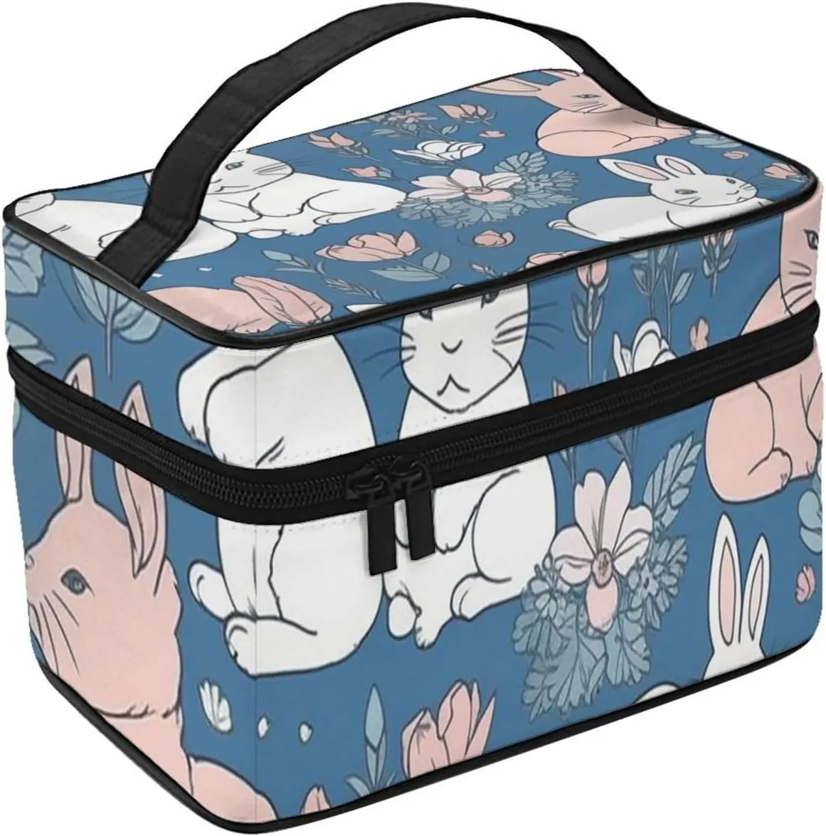 Toiletry Bag for Women Men Dopp Kit Travel Makeup Bag Make Up Organizers Cosmetic Bag Flowers and Rabbit Hanging Toiletry Bag Shaving Bag with Large Capacity for Travel
