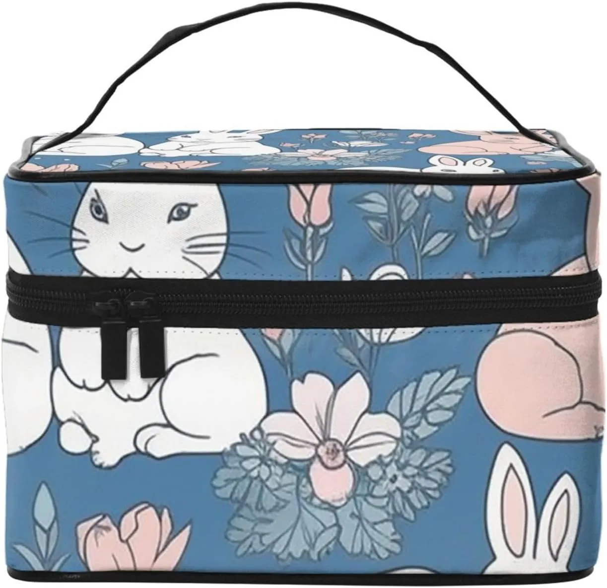 Toiletry Bag for Women Men Dopp Kit Travel Makeup Bag Make Up Organizers Cosmetic Bag Flowers and Rabbit Hanging Toiletry Bag Shaving Bag with Large Capacity for Travel