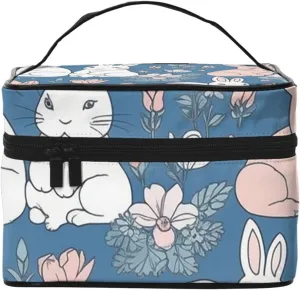Toiletry Bag for Women Men Dopp Kit Travel Makeup Bag Make Up Organizers Cosmetic Bag Flowers and Rabbit Hanging Toiletry Bag Shaving Bag with Large Capacity for Travel