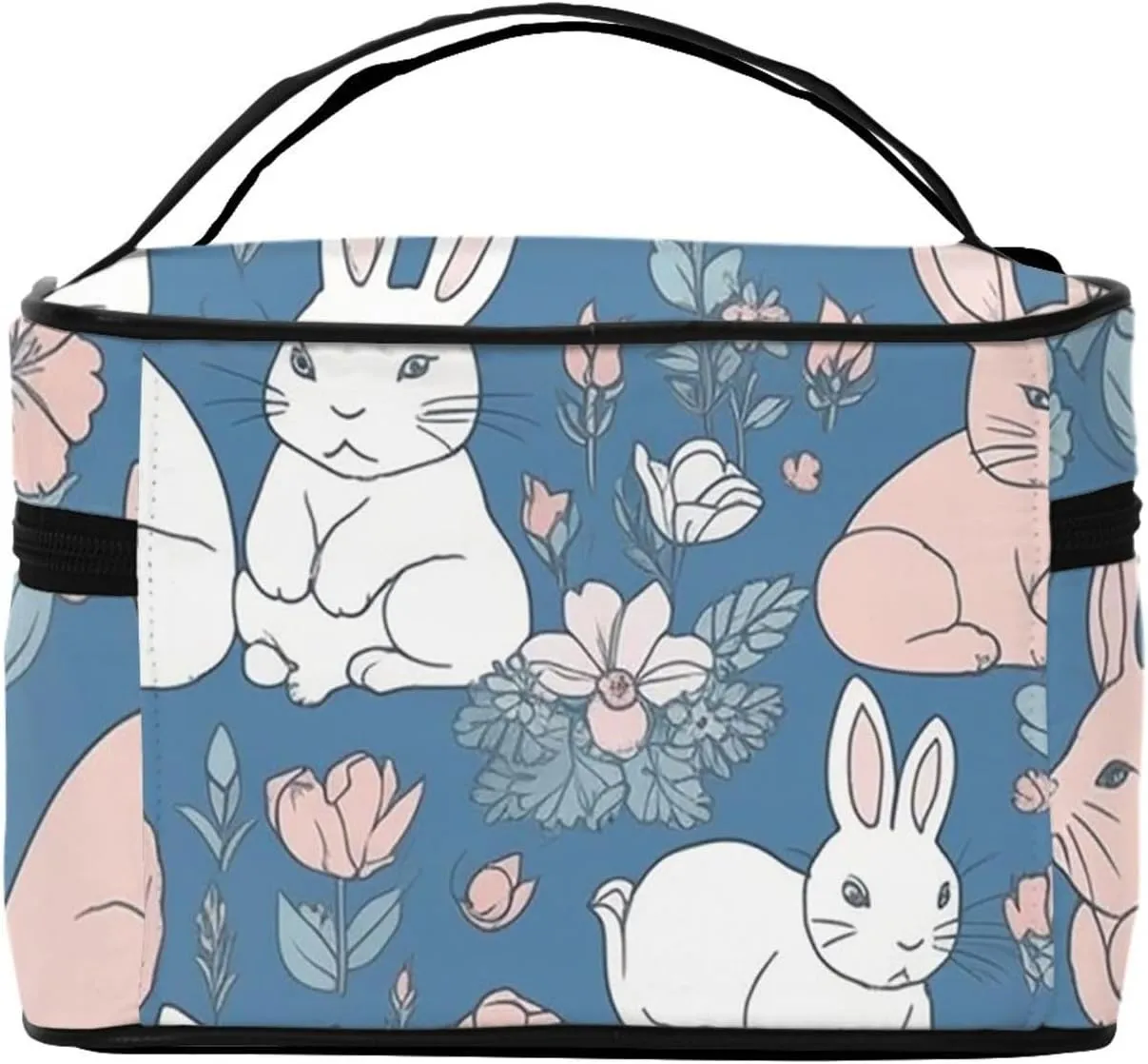 Toiletry Bag for Women Men Dopp Kit Travel Makeup Bag Make Up Organizers Cosmetic Bag Flowers and Rabbit Hanging Toiletry Bag Shaving Bag with Large Capacity for Travel