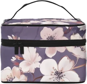 Toiletry Bag for Women Men Dopp Kit Travel Makeup Bag Make Up Organizers Cosmetic Bag Flowers on Purple Background Hanging Toiletry Bag Shaving Bag with Large Capacity for Travel