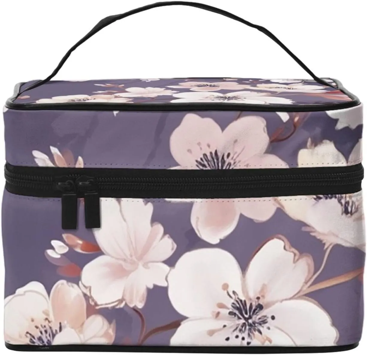 Toiletry Bag for Women Men Dopp Kit Travel Makeup Bag Make Up Organizers Cosmetic Bag Flowers on Purple Background Hanging Toiletry Bag Shaving Bag with Large Capacity for Travel