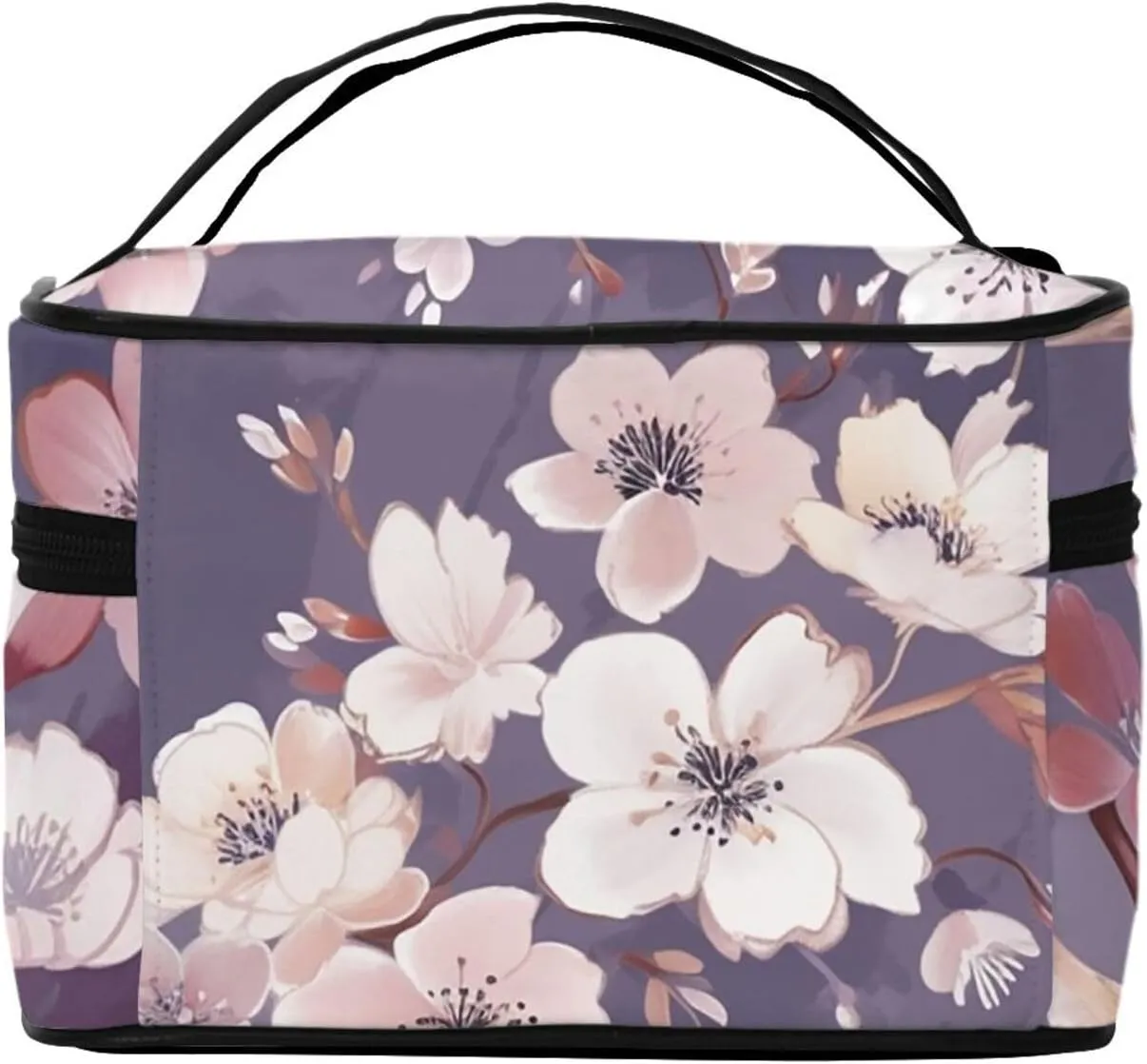 Toiletry Bag for Women Men Dopp Kit Travel Makeup Bag Make Up Organizers Cosmetic Bag Flowers on Purple Background Hanging Toiletry Bag Shaving Bag with Large Capacity for Travel