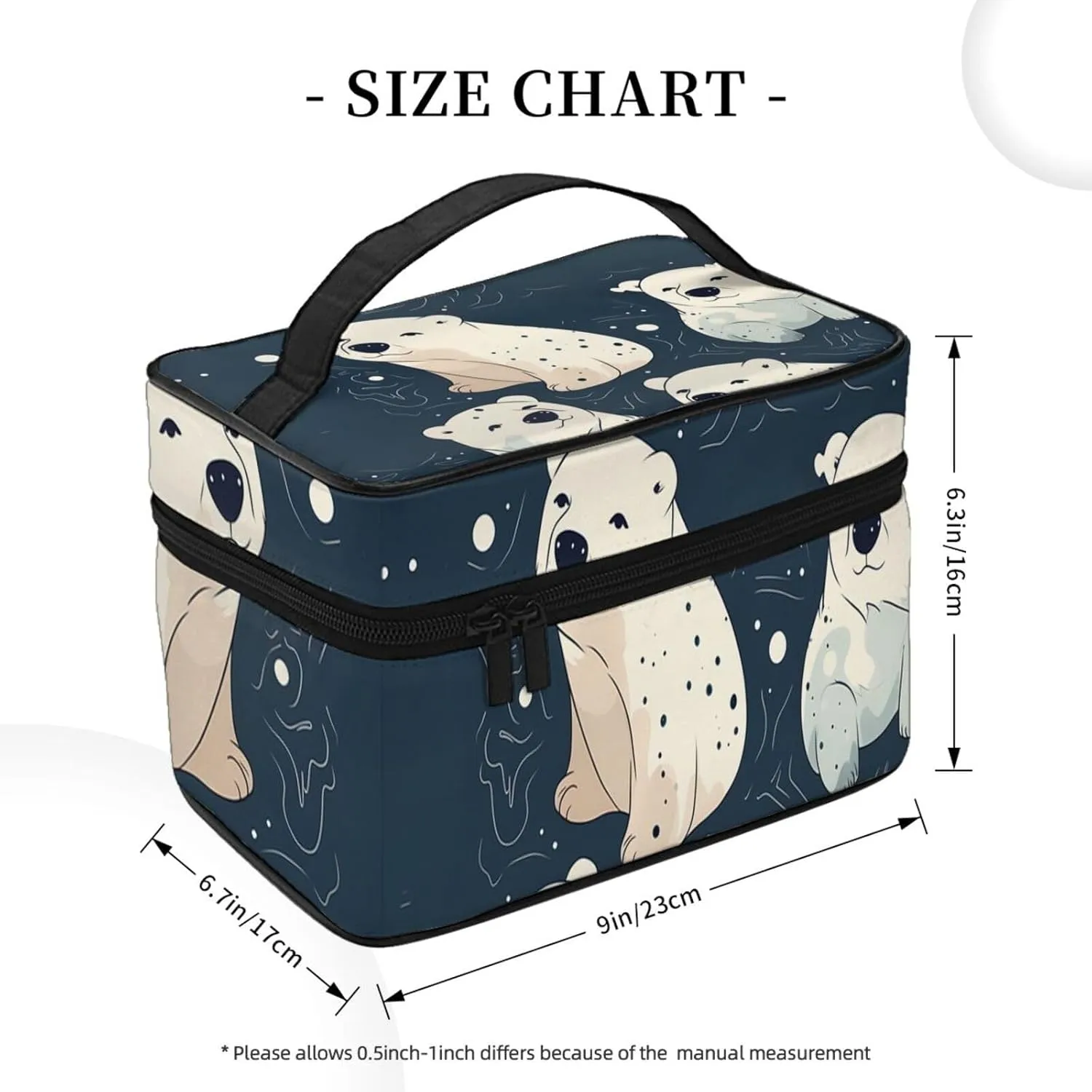 Toiletry Bag for Women Men Dopp Kit Travel Makeup Bag Make Up Organizers Cosmetic Bag Hand Drawn Polar Bear Hanging Toiletry Bag Shaving Bag with Large Capacity for Travel