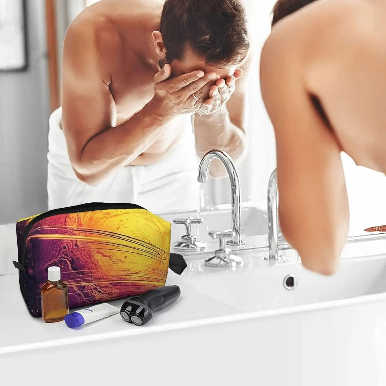 Toiletry Bag for Women Men Dopp Kit Travel Makeup Bag Make Up Organizers Cosmetic Bag Outer Space Planets Hanging Toiletry Bag Shaving Bag with Large Capacity for Travel