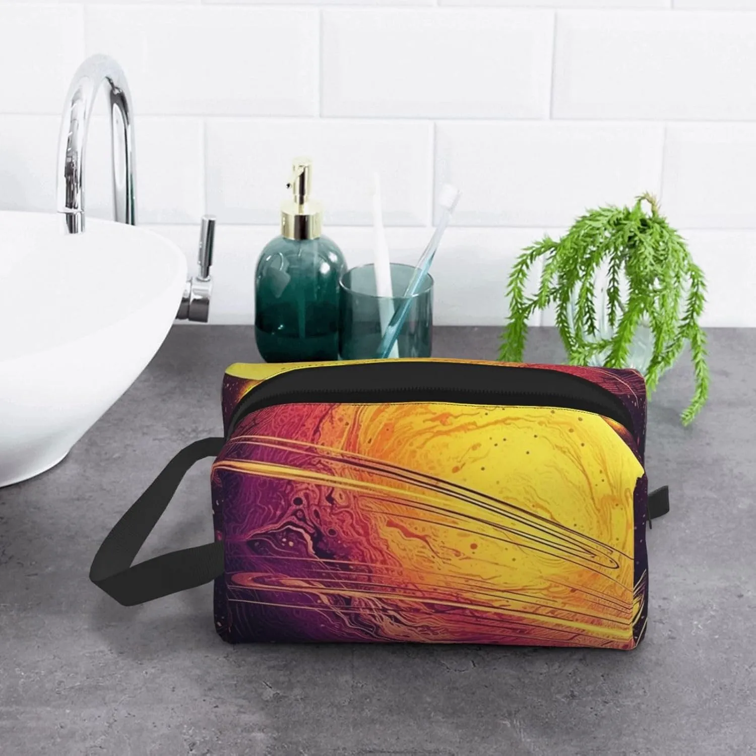 Toiletry Bag for Women Men Dopp Kit Travel Makeup Bag Make Up Organizers Cosmetic Bag Outer Space Planets Hanging Toiletry Bag Shaving Bag with Large Capacity for Travel