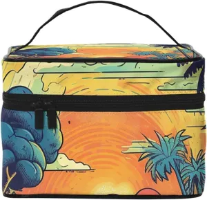 Toiletry Bag for Women Men Dopp Kit Travel Makeup Bag Make Up Organizers Cosmetic Bag Palm Trees on the Island Hanging Toiletry Bag Shaving Bag with Large Capacity for Travel