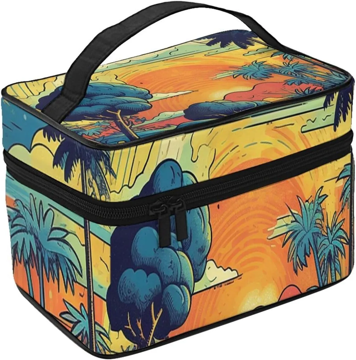 Toiletry Bag for Women Men Dopp Kit Travel Makeup Bag Make Up Organizers Cosmetic Bag Palm Trees on the Island Hanging Toiletry Bag Shaving Bag with Large Capacity for Travel