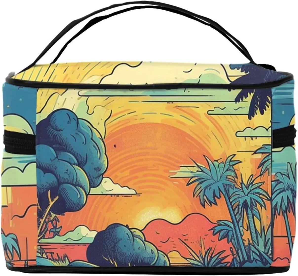 Toiletry Bag for Women Men Dopp Kit Travel Makeup Bag Make Up Organizers Cosmetic Bag Palm Trees on the Island Hanging Toiletry Bag Shaving Bag with Large Capacity for Travel