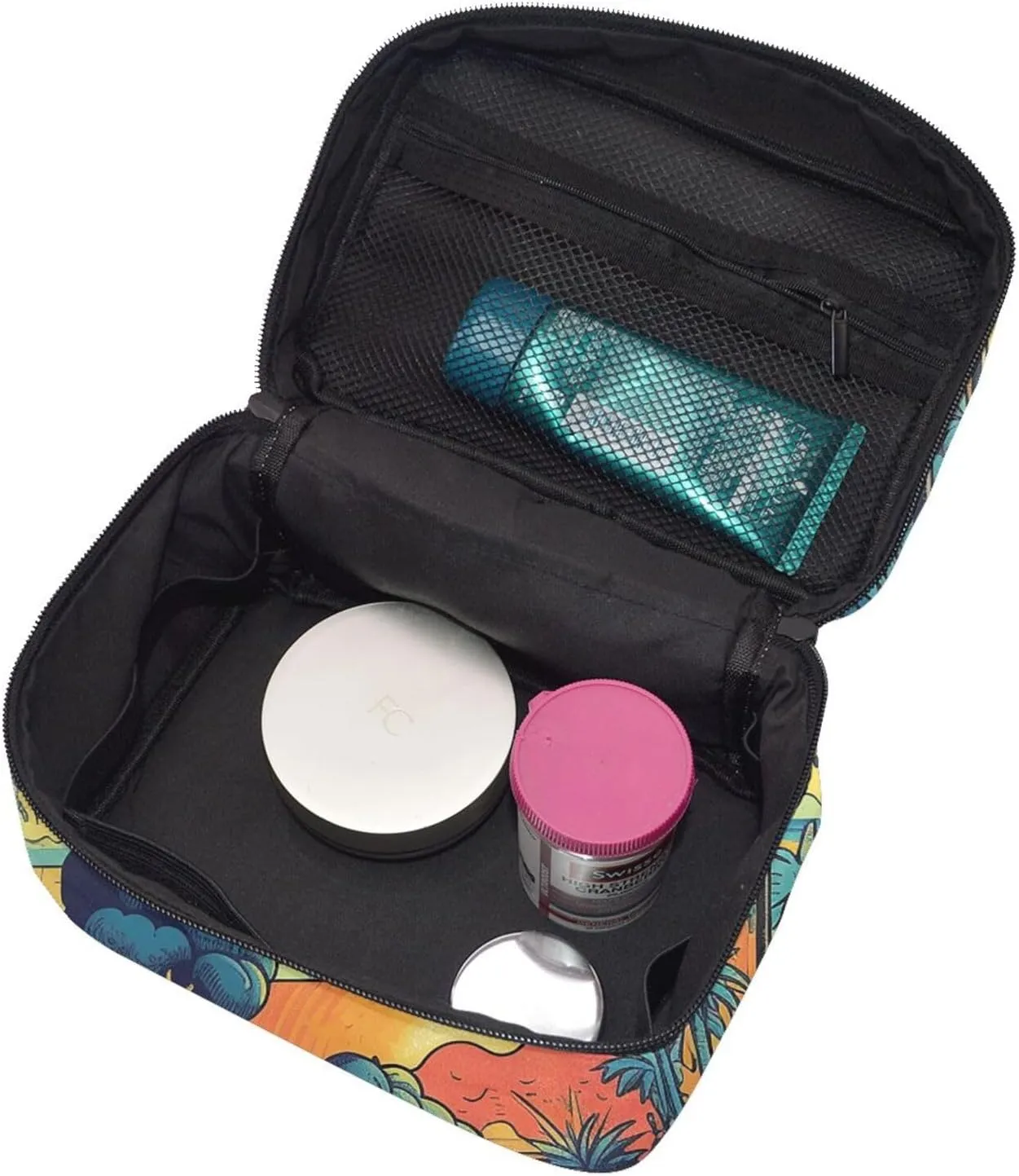 Toiletry Bag for Women Men Dopp Kit Travel Makeup Bag Make Up Organizers Cosmetic Bag Palm Trees on the Island Hanging Toiletry Bag Shaving Bag with Large Capacity for Travel