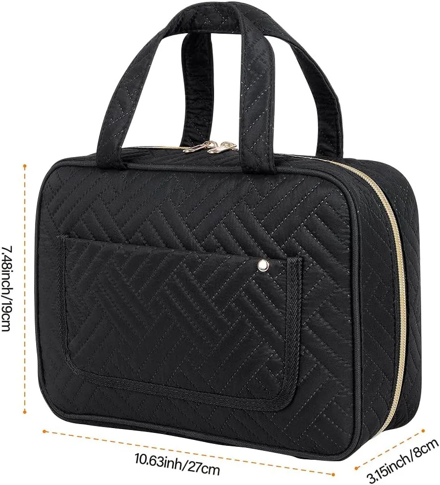 Toiletry Bag Hanging Travel Makeup Organizer for Women and Men with Hooks Water-resistant Multi Compartment Transparent Cosmetics Storage Box for Makeup Accessories, Toiletries Black